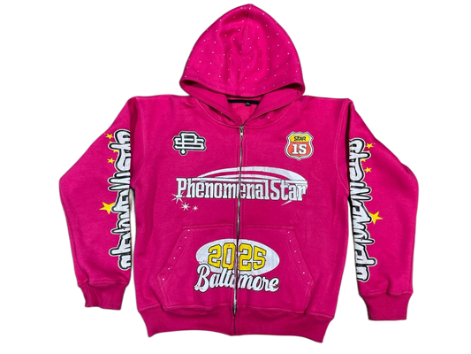 Phenomenal Star Pink Zip Up Hoodie