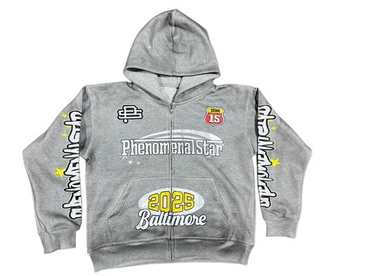 Phenomenal Star Gray Zip Up Hoodie